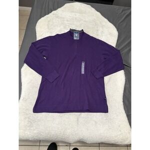 New Dockers Mens 1/4 Zip Pullover Purple‎ Sweater Size Medium Preppy Cotton